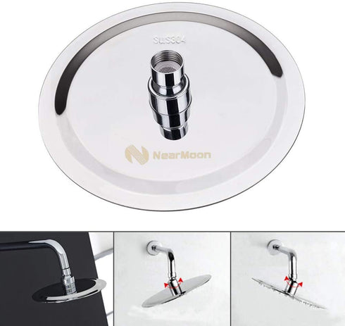 High Pressure Shower Head, 8 Inch Rain Showerhead, Ultra-Thin Design- Pressure Boosting, Awesome Shower Experience, NearMoon High Flow Stainless Steel Rainfall Shower Head (Chrome Finish)