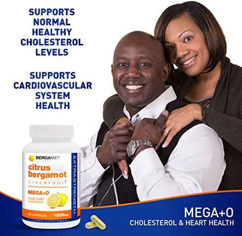 Citrus Bergamot - 1200mg, 80% Polyphenols - Citrus Bergamot Supplement for Healthy Cholesterol - Supports Heart & Cardiovascular Health - Cholesterol Supplements - Bergamot Capsules - USA - 60 Caps