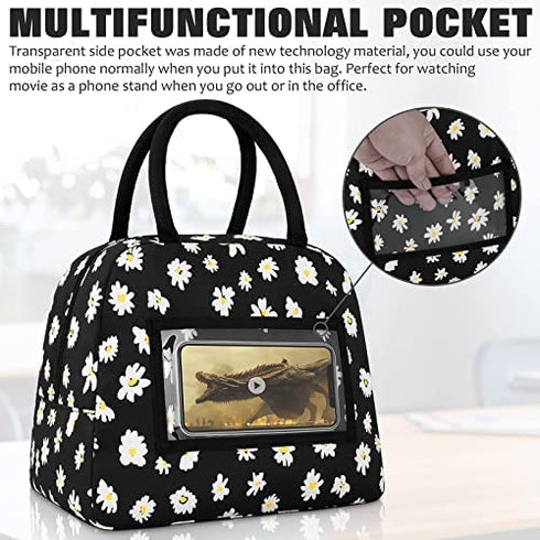 BALORAY Lunch Bags for Women Lunch Tote Cooler Bag with 2 Side Pocket Leak-proof Liner Insulated Lunch Box Lunch Bags for women/Picnic/Boating/Beach/Fishing/Work
