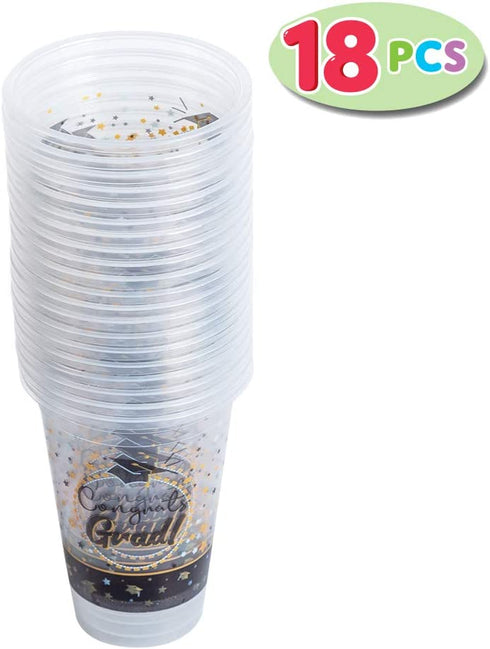 JOYIN Graduation Party Supplies Set with 18 Pcs Plastic Cups, 18 Pcs 9" Plates, 36 Pcs 6.5"X6.5" Napkins, Tablecover (54"x72") and Banner (36"x70")