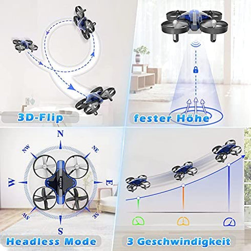 ATOYX Mini Drone for Kids & Beginners, Indoor Portable Hand Operated/RC Nano Helicopter Quadcopter with Auto Hovering, Headless Mode & Remote Control, Children's Day Gift for Boys and Girls -Blue