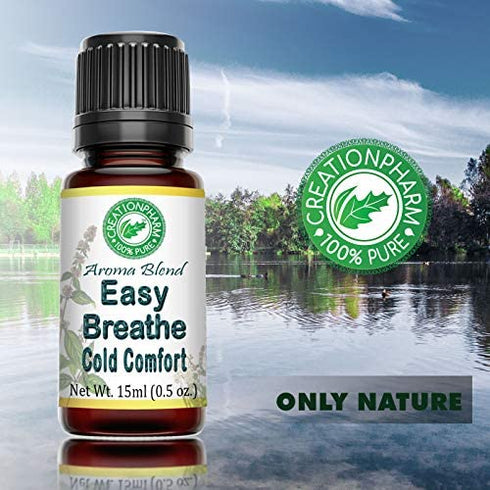 Easy Breathe Essential Oil Blend with Peppermint, Eucalyptus, Clary Sage, Rosemary, Cedar, Aromatherapy by Creation Pharm