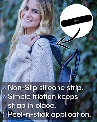 Strap Gummy - Prevent Strap Slips - The Original Non Slip Shoulder Strap Grip Strips – Set of Large Black or Small Semi-Clear