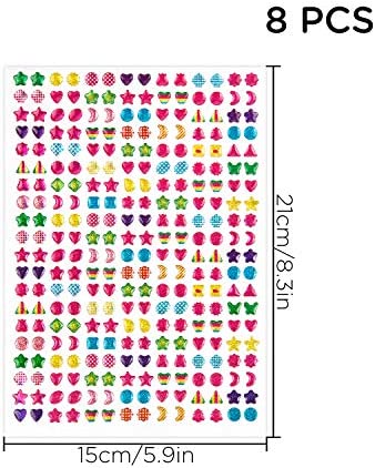 SAVITA 2000+ Stick on Earrings 3D Gem Stickers Glitter Sparkle Crystal Stickers Sticker Earrings for Girls Kids Children Multiple Colors & Shapes (4 Sheet)