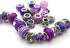 50pcs Assorted Purple Resin Imitation Glass European Large Hole Beads Rhinestone Metal Spacer Charms Bead Assortments for DIY Crafts Bracelets Necklaces Jewelry Making (M570-Purple)