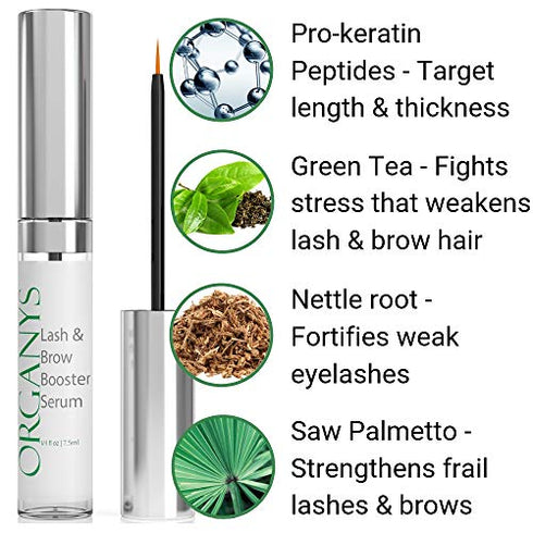 Organys Lash & Brow Booster Serum Gives You Longer Fuller Thicker Looking Eyelashes & Eyebrows. Bestselling Conditioner Stimulates The Appearance Of Growth & Regrowth. Natural Eye Lash Oil Free Enhancer