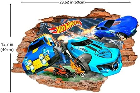 3D Wall Stickers Murals Wallpaper Hot Wheels Toy Car Removable Vinyl Space Wall Decals Removable PVC Art Nursery School