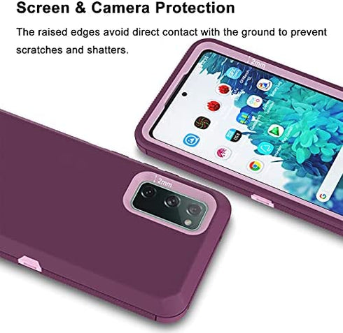 Tiflook for Samsung Galaxy S20 FE 5G Case, Heavy Duty Shockproof Armor Protective Hard Plastic Cover + Silicone Bumper Dual Layer Hybrid Phone Case for Samsung Galaxy S20 Fan Edition, Pinkish Purple