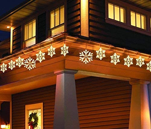 Holiday Time Clear Snowflake Icicle Christmas Lights Set, 6', 6 Count, White Wire
