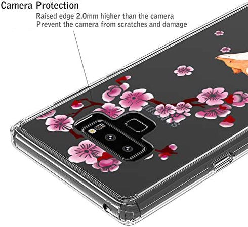 Ftonglogy Cell Phone Case for Samsung Galaxy Note 9, Clear Cute Fox Cherry Blossoms Flower Women Girls Pattern Design Protective Case Cover for Samsung Galaxy Note 9 (Fox)