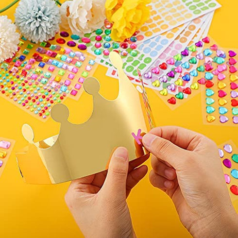 Paper Princess Prince Crowns for Kids Birthday Party Hats Gold for Boys Girls DIY Crown Supplies