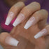 CoolNail Glossy Ombre Pink Nude White French Ballerina Coffin False Nail Gradient Natural Press on Ballet Fake Nails Tips Reusable Wear