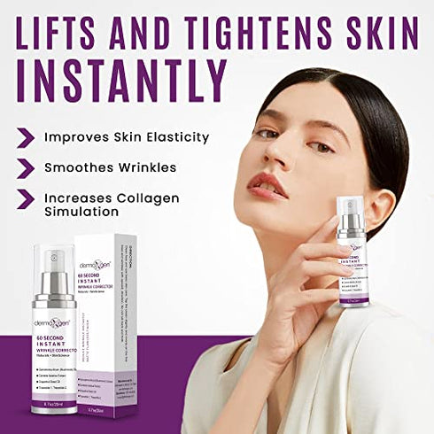 DERMAXGEN 60 Second INSTANT Wrinkle Corrector - Age-Defying & Firm Skin Treatment PURE ORGANIC Peptide 0.7FL OZ/ 20 ML