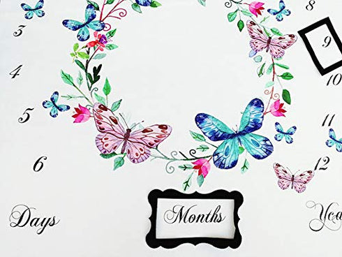 Baby Monthly Milestone Blanket Infant First Year Beauty Butterfly Milestone Blanket