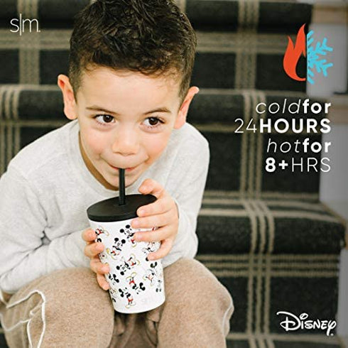 Simple Modern Disney Mickey Mouse Toddler Cup with Lid and Straw | Reusable Insulated Stainless Steel Kids Tumbler | Classic Collection | 12oz, Mickey Mouse Retro