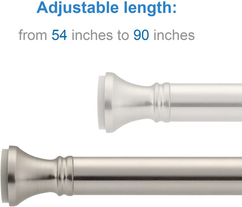 Amazer Spring Tension Curtain Rod - 54-90 Inches Rust-Resistance Shower Curtain Rod Bathroom Rod, Nickel