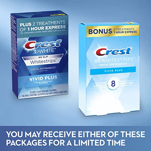 Crest 3D Whitestrips, Vivid Plus, Teeth Whitening Strip Kit, 24 Count (Pack of 1)