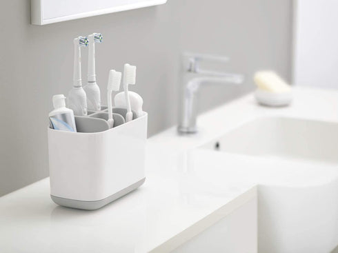 Joseph Joseph 70510 EasyStore Toothbrush Holder Bathroom Storage Organizer Caddy, Large, Gray