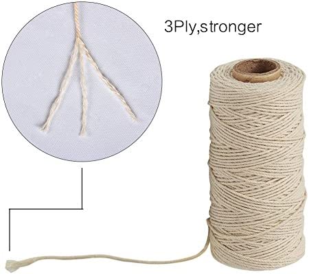 Tenn Well Bakers Twine, 328 Feet 3Ply Cotton Kitchen Twine Food Safe Cooking String for Tying Meat, Trussing Chickens, Making Sausage and More