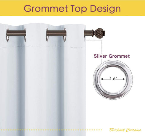 NICETOWN Room Darkening Curtain Panels for Bedroom -Easy-Care Solid Thermal Insulated Grommet Room Darkening Draperies / Drapes (2 Panels, 42 by 54, Platinum-Greyish White)