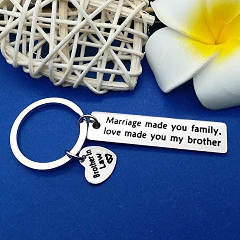 Brother in Law Gift Keychain Marriage Made Us Family Love Made You My Brother Keychain Brother of The Bride keychain Wedding Birthday Christmas Thanksgiving Day Gift for Brother in Law