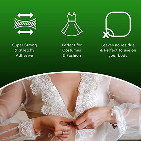 URSA Tape Sticky Strips, No-Residue Clear Fashion Tape for Costumes, Shoes and More, Body Tape for Delicate Skin, Double Sided Tape for Clothes and Medical Accessories, Pack of 60