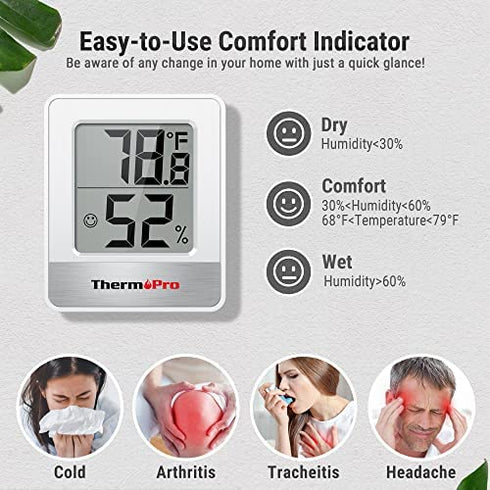 ThermoPro TP49 Digital Indoor Humidity Meter Room Thermometer with Temperature and Humidity Monitor Mini Hygrometer Thermometer