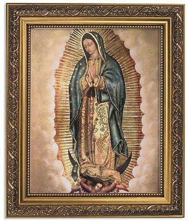 Gerffert Collection Our Lady of Guadalupe Framed Portrait Print, 13 Inch (Ornate Gold Tone Finish Frame)