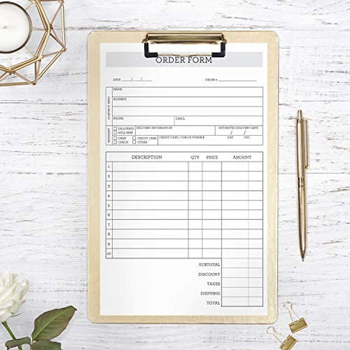 Simply Classic 2-Part Carbonless Order Form Pad / 50 Sets / 5.5" x 8.5" Carbon Copy Purchase Sales Receipt Book