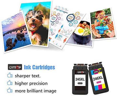 CMTOP Compatible Ink Cartridge Replacement for Canon Ink Cartridges 245 and 246, for Canon PIXMA MG2522 MG2520 MX490 MX492 MG2920 MG2922 IP2820 TS3122 MG2420 MG2922 Printer, 1 Black+1 Tri-Color