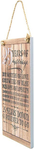 Happy Homewares Beautifully Designed 25th Anniversary Vintage MDF Hanging Plaque with Rope | 25 Years Down & Forever to Go | 12" x 5.5" | Thoughtful Gift Idea