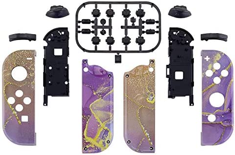 eXtremeRate Cosmic Purple Gold Marble Effect Joycon Handheld Controller Housing w/ Buttons, DIY Replacement Shell Case for Nintendo Switch & Switch Oled Model Joy-Con – Joycon and Console NOT Included