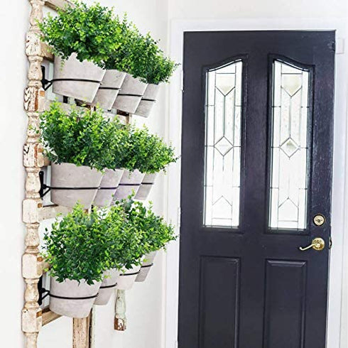 Summer Flower 10 Pack Artificial Boxwood Stems for Outdoors, Unfading in The Sun Plastic Faux Plants,Fake Foliage Shrubs Greenery for Garden,Office,Patio,Wedding,Farmhouse Indoor Decoration