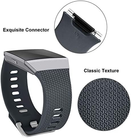 SKYLET Compatible with Fitbit Ionic Bands for Men Women, 3 Pack Soft Sport Replacement Wristbands Compatible with Fitbit Ionic Smart Watch with Buckle(Black, Slate, Gray Small)