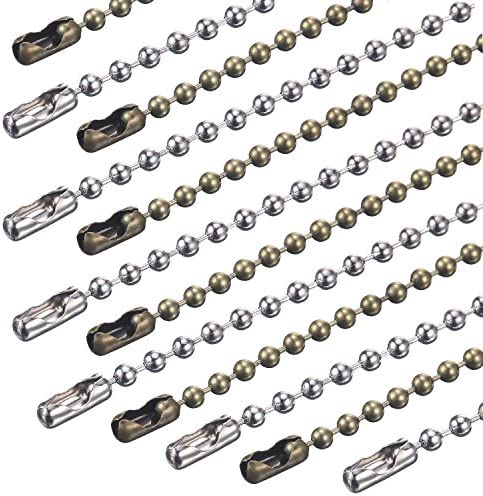 TecUnite 2 Pieces 3.2 mm Beaded Pull Chain Extension with Connector, Each 10 Feet Beaded Roller Chain with 10 Matching Connectors (Multicolors A)