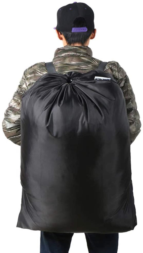 2 Pack Extra Large Laundry Bag Backpack 27?x34? Sturdy and tear resistant Heavy Duty backpack with drawstring closure and Shoulder Strap laundry bags for College Dorm Camp fold travel (Black&Blue)