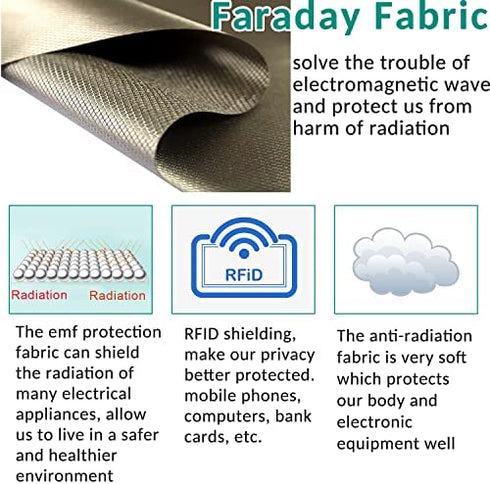 Faraday Fabric Protection Fabric NEWBEAU Blocking Fabric for Copper Nickel Faraday Fabric 1 Yard, (1 Yard, 44'' * 36'')