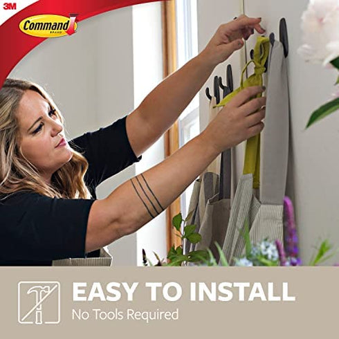 Command Forever Classic Large Metal Wall Hooks, Damage Free Hanging Wall Hooks with Adhesive Strips, No Tools Double Wall Hooks for Hanging Christmas Decorations, 2 Metal Hooks and 4 Command Strips