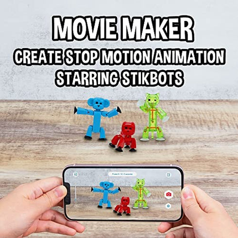 Zing Stikbot Pets 5 Pack, Set of 5 Stikbot Collectable Action Figures, Includes 1 Bulldog, 1 Monkey , 1 Cat and 2 Dogs, Create Stop Motion Animation