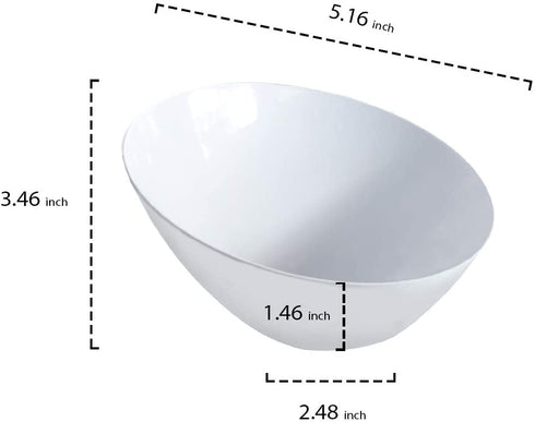 Party Essentials Disposable Hard Plastic Contemporary Angle Bowl, 8-Count, 8 oz, White