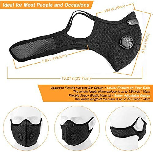 AstroAI Dust Mask Reusable Face Mask 2 Pack with Active Carbon Filters for Woodworking Construction Sanding Gardening Sawing,Grinding