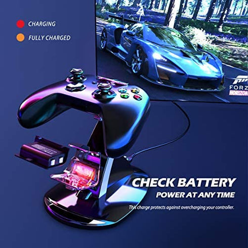 Rechargeable Battery Pack for Xbox One Controller, YCCTEAM Controller Charger Station for Xbox One/One X|S/Elite Controller, Dual Charging Station for Xbox One with 2x1200mAh Xbox Rechargeable Battery
