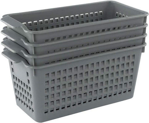 Doryh Plastic Baskets for Organizing, Grey, Set of 4