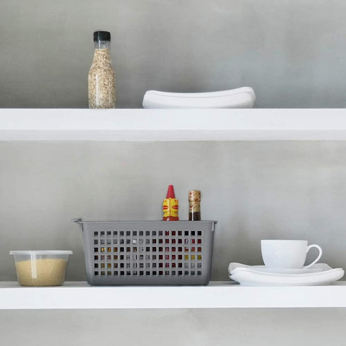 Doryh Plastic Baskets for Organizing, Grey, Set of 4