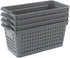 Doryh Plastic Baskets for Organizing, Grey, Set of 4