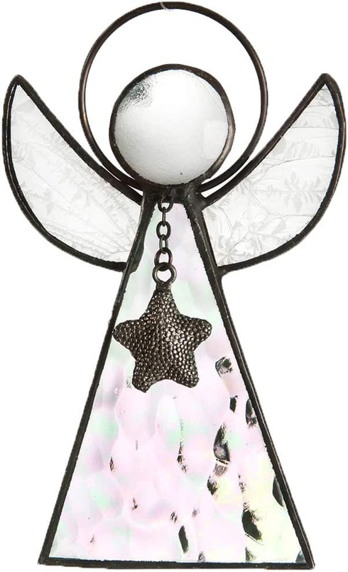 Angel Ornament Window Sun Catcher Clear Iridescent Stained Glass Christmas Tree Decoration Holiday Decor Memorial Remembrance Sympathy Gift J Devlin ORN 215-1 (Clear Iridescent)