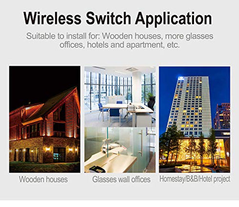 Thinkbee 3 Way Wireless Switch and Receiver Kit, Dual Control Push-Button No Wiring, Wireless Panel Switch, No WiFi Needed, Waterproof Remote Light Switch for House Lamp Led(2 switches 1 Receiver kit)