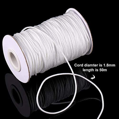100 Pieces Clear Roman Curtain Rings Blind Roman Ring and 55 Yards Roman Blind Cord 8-13 mm Transparent Plastic Rings 1.8 mm White Braided Lift Shade Cord for DIY Roman Curtains