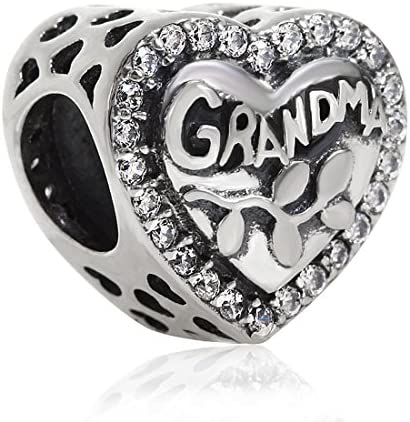 925 Sterling Silver Love Grandma Charm Heart Charm Birthday Charm Anniversary Charm for Pandora Charms Bracelet