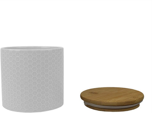 Home Basics Ceramic Canister (Small, White Honeycomb)